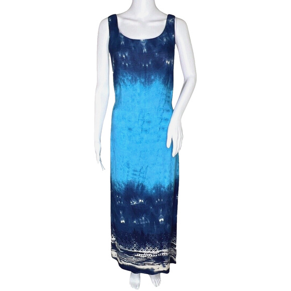 Sinequanone Dress Womens XS Blue White Tie Dye Maxi Casual Boho‎ Bohemian Hippie - Picture 1 of 8
